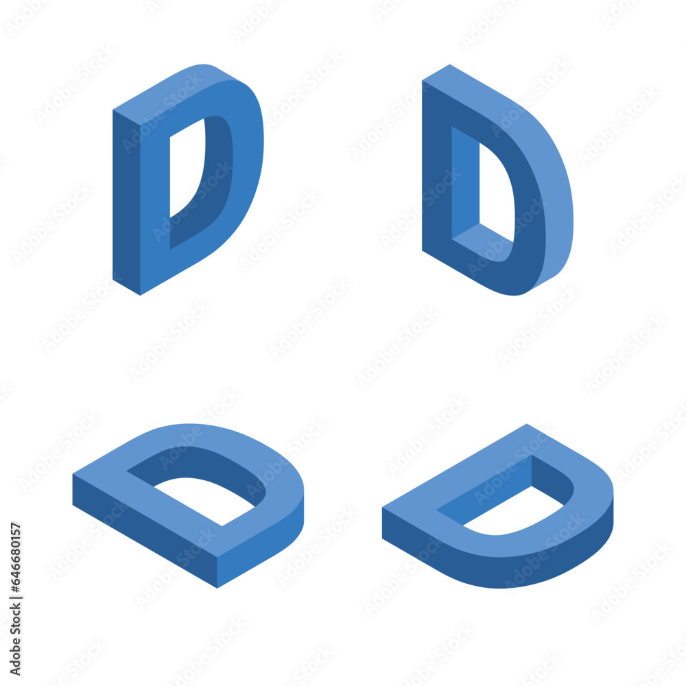 Isometric letter D. Template for creating logos. Isometric letter D. Template for creating logos.