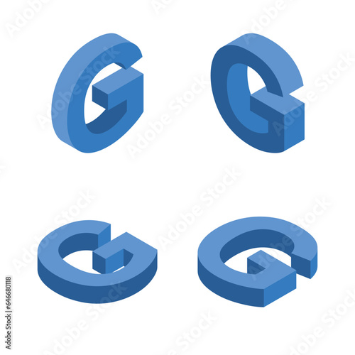 Isometric letter G. Template for creating logos.