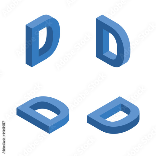 Isometric letter D. Template for creating logos.