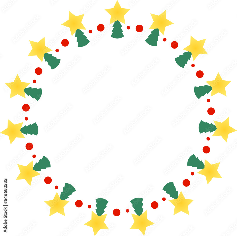 クリスマスのモミの木の丸いフレームのベクター素材 クリスマスのモミの木の丸いフレームのベクター素材