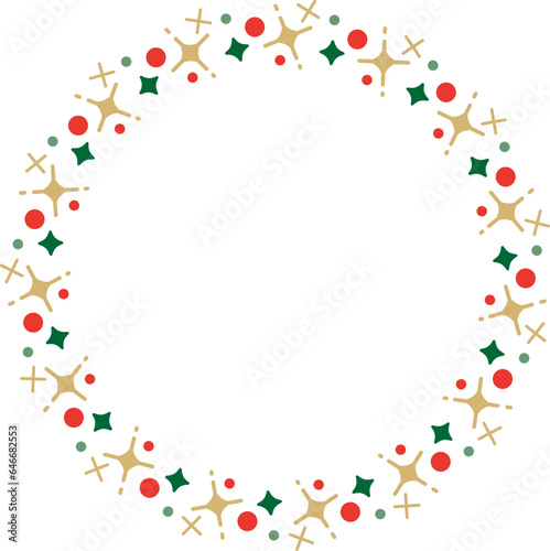 クリスマスカラーの丸いフレームのベクター素材