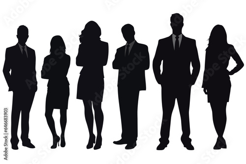silhouettes of a group of people in business suits  vector illustration