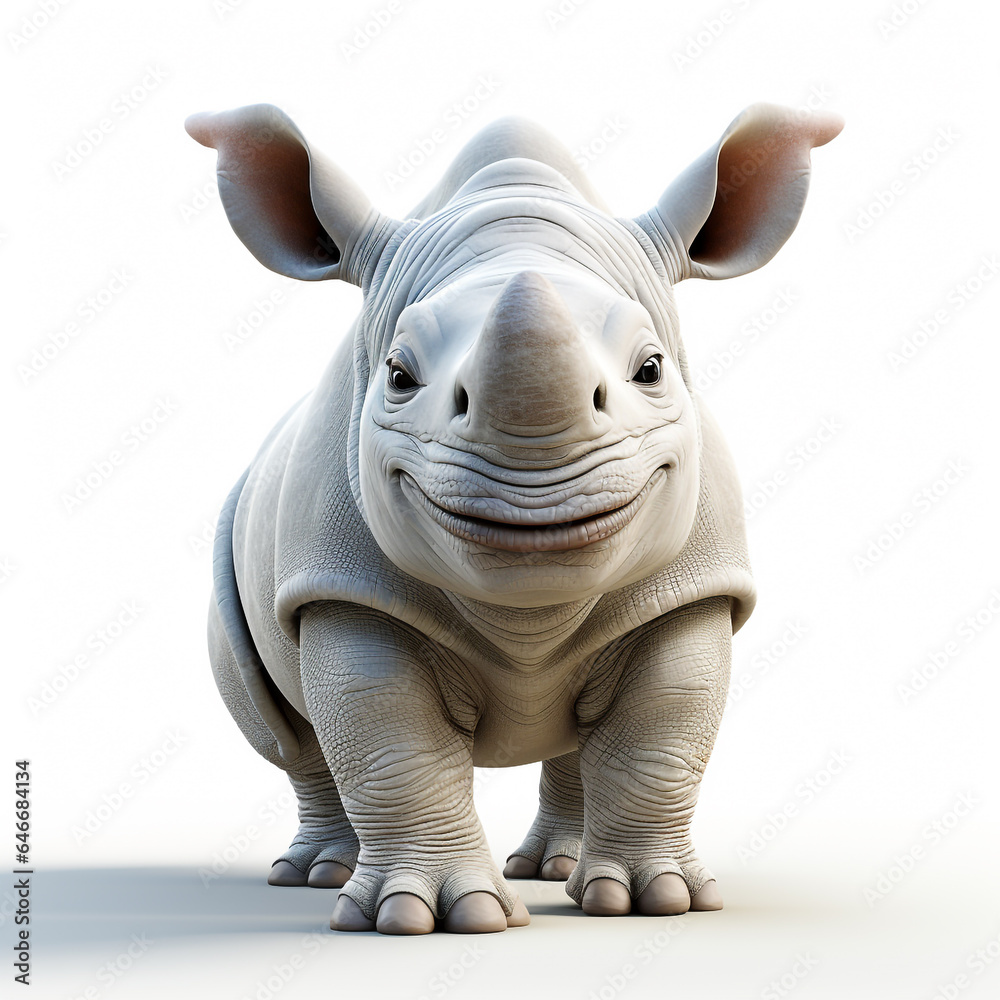 3d cartoon cute rhino