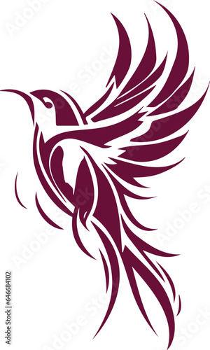 Vector representation of an abstract bird symbol  done in a tattoo style