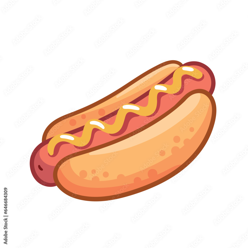 Hot dog in cartoon style. Vector illustration. Hot dog in cartoon style. Vector illustration.
