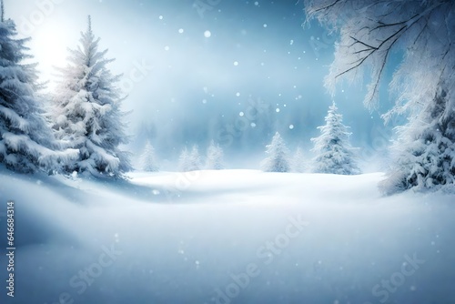 Empty snowy winter christmas background