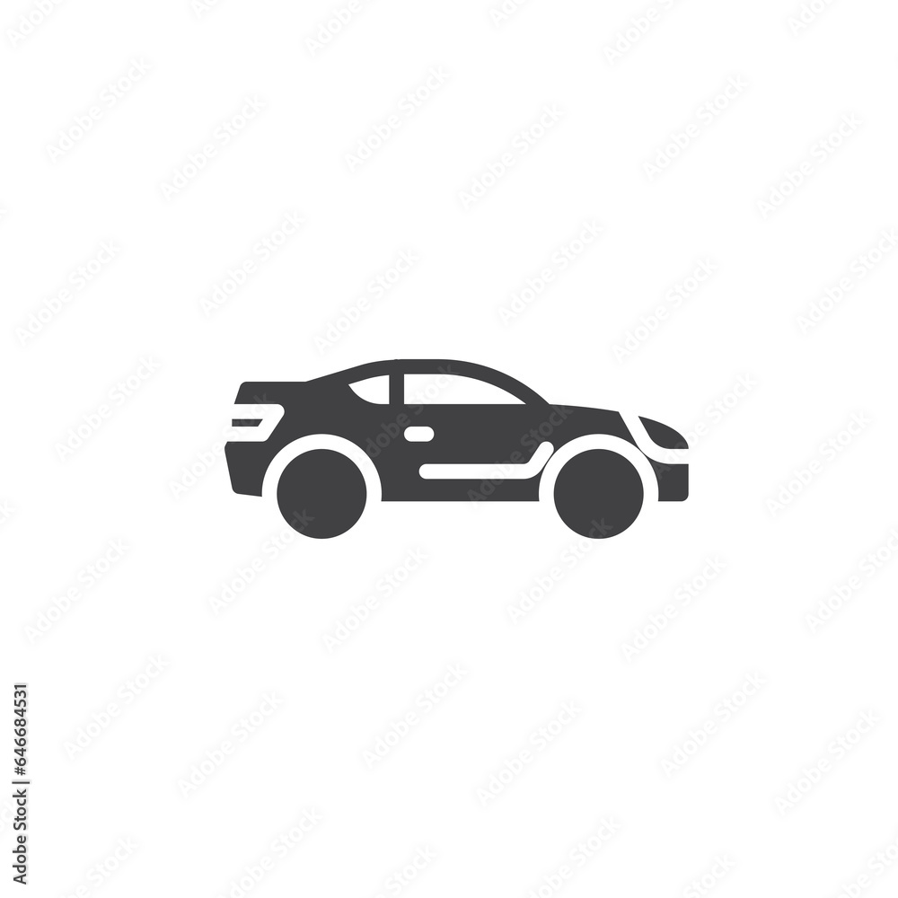 Coupe car side view vector icon
