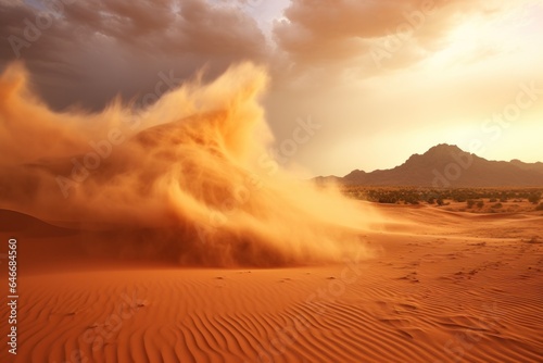 Dust storm in the desert.