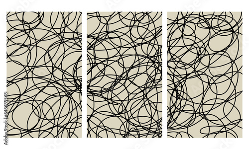  fashionable set of abstract creative minimalistic lines. Hand-painted artistic composition, ideal for wall decoration, as a design