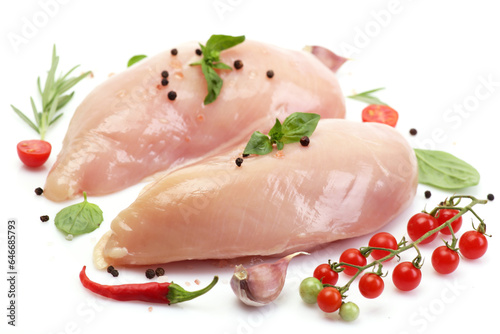 Raw chicken legs with herbs