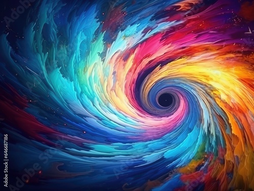 A swirling vortex of vibrant colors merging and blending in a dynamic and energetic abstract background. 4K