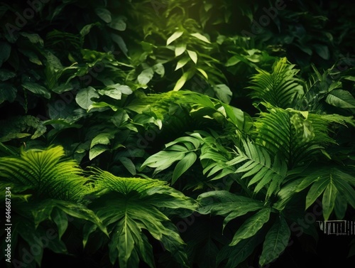 Top view of tropical Green leaves texture and abstract background.  Nature concept.