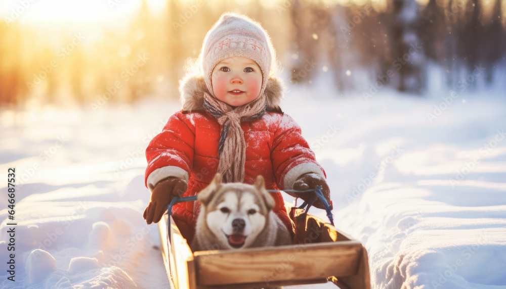 the child's excitement and anticipation as they embark on a snowy adventure with their trusty sled.genetarive ai the child's excitement and anticipation as they embark on a snowy adventure with their trusty sled.genetarive ai