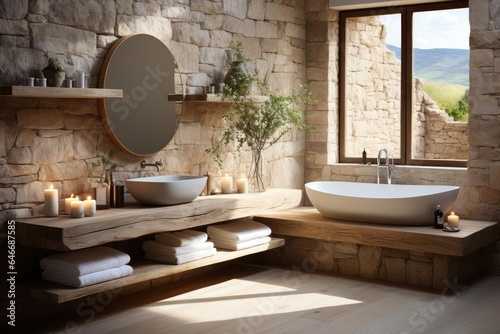 cozy bathroom with light natural materials