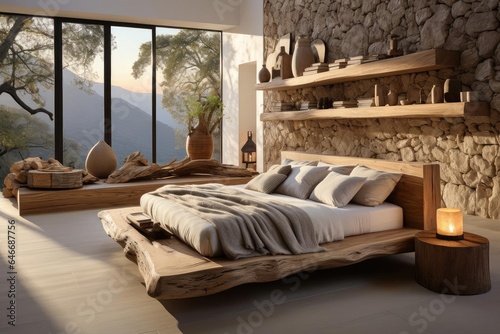 cozy bedroom with light natural materials