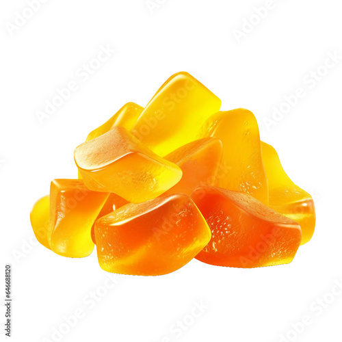Mango flavored gummies, transparent object