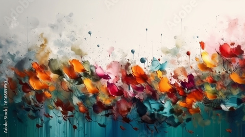 Watercolor floral background. Hand painted watercolor flowers on white background. generative ai