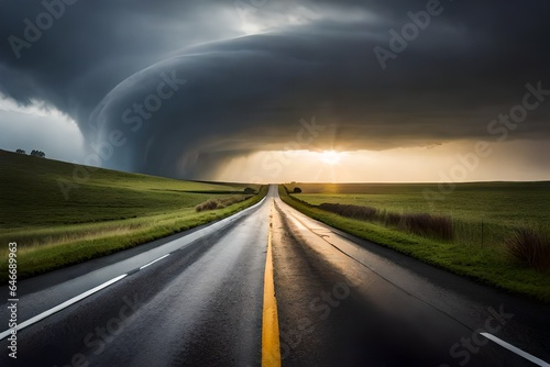 clouds over the road