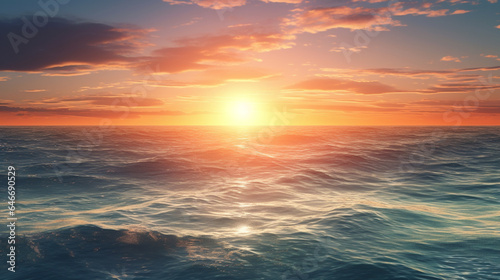 Beautiful seascape. Sunrise over the sea. 3d render generative ai