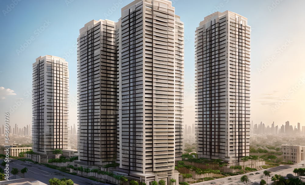 Big city during the day, future style, Generative AI Big city during the day, future style, Generative AI