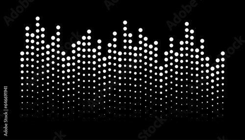 White grunge halftone dots gradient texture background. Black and white circle dots pattern. Spotted vector illustration