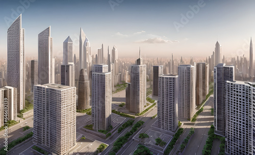 Big city during the day, future style, Generative AI © LIUBOMYR
