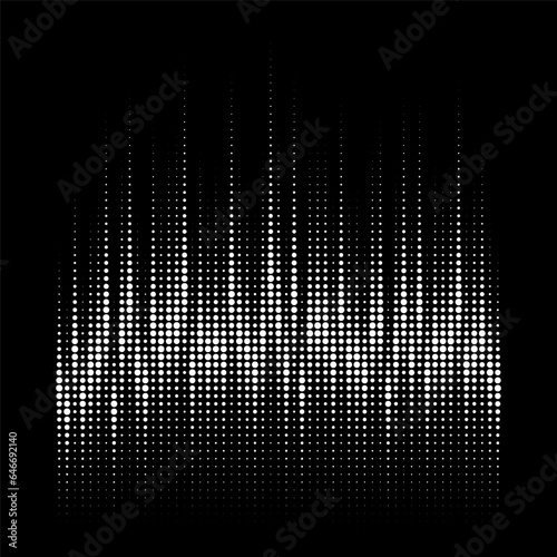 White grunge halftone dots gradient texture background. Black and white circle dots pattern. Spotted vector illustration