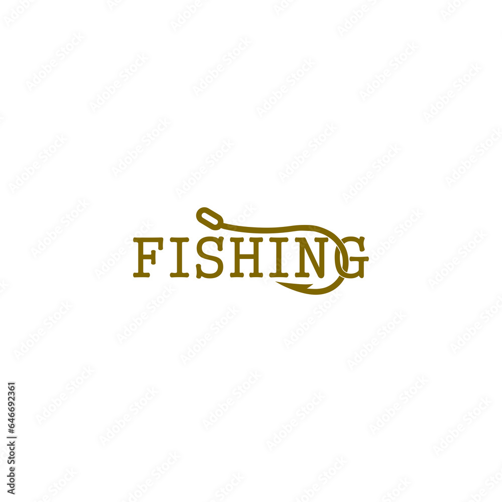 Fishing word hook icon isolated on transparent background