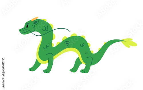 Fototapeta Naklejka Na Ścianę i Meble -  Green chinese dragon. Zodiac sign. Vector flat illustration.