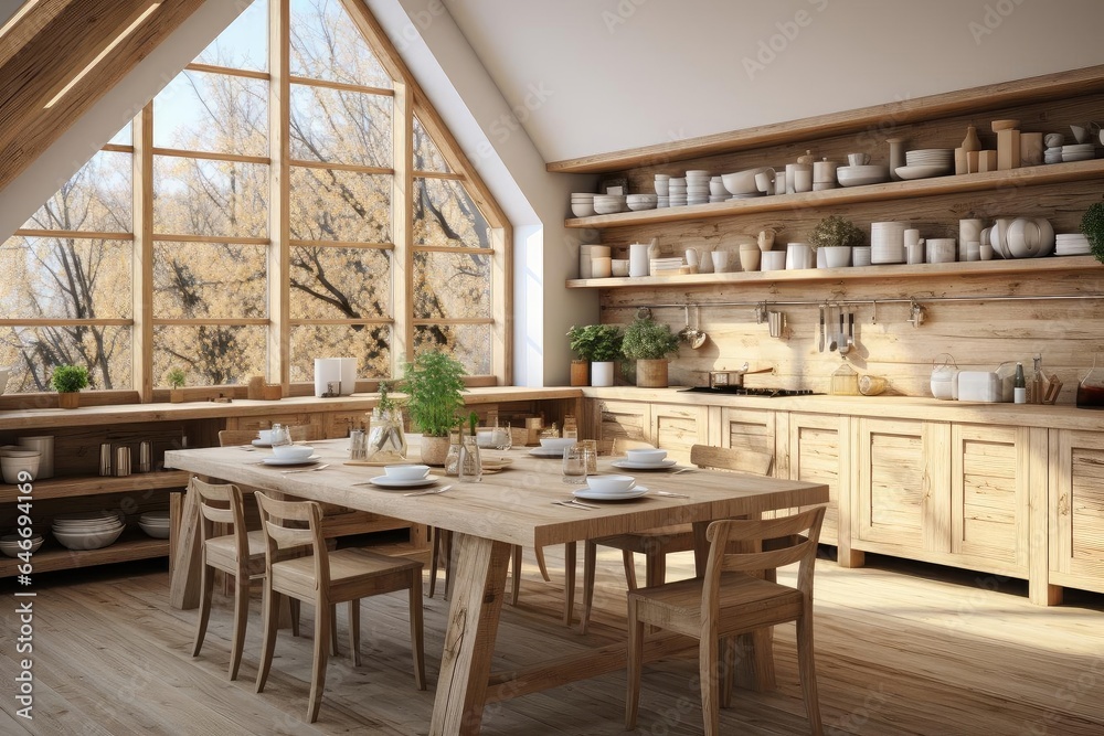 cozy scandinavian kitchen with light natural materials