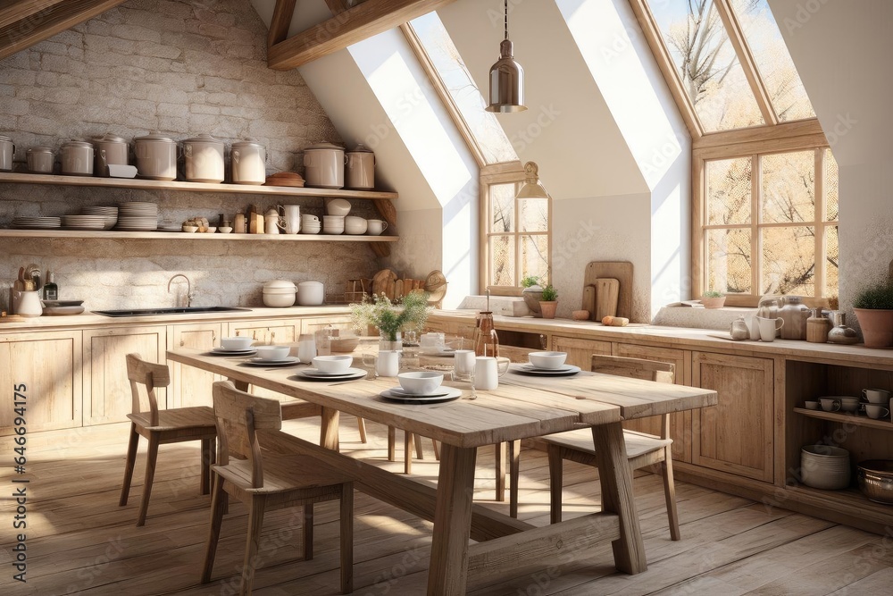 cozy scandinavian kitchen with light natural materials