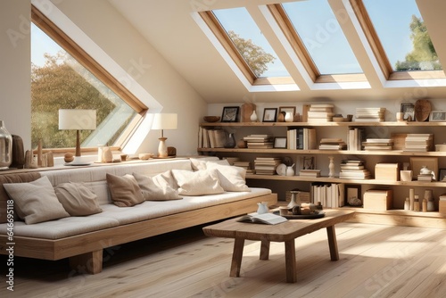 cozy upstairs landing with light natural materials