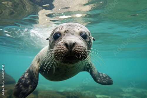 Fur seal swimming in the ocean. © Fotograf