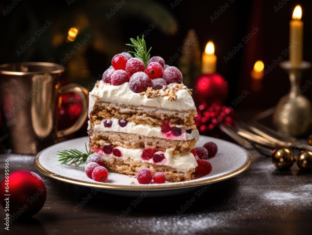 christmas cake with berries