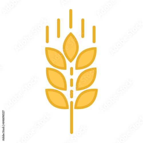 Golden wheat isolated, ears of wheat, barley or rye vector icon, golden wheat flat trendy illustration isolated on white background.