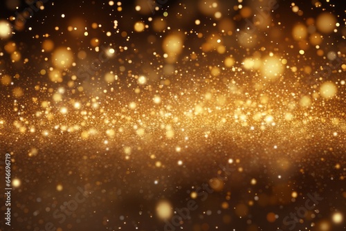 Golden Christmas particles and sprinkles for a holiday event. Background with sparkles and glitters