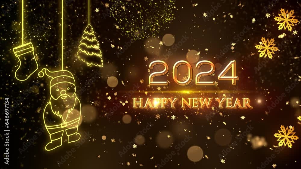 2024 Happy New Year Themed Background Animation, High Quality New Year Animation for Holiday Seasons, High Quality Happy New Year Intro Animation for Year 2024