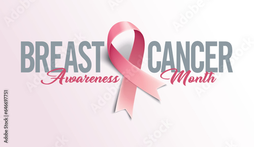 Posters for breast cancer awareness month in october. Realistic pink ribbon symbol. Medical Design. Vector illustration.
