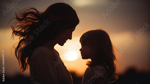 dark silhouette image of a daughter and mother .  © 92ashrafsoomro