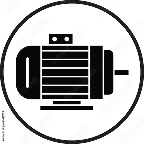 black Electric motor icon. industrial dc electromotor symbol. suitable for mobile app, and website UI design. Trendy flat motor icon isolated on transparent background.