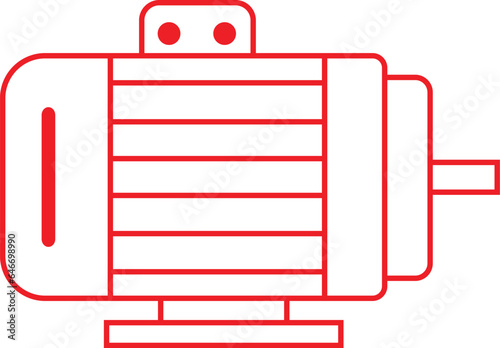 red Electric motor icon. industrial dc electromotor symbol with editable stroke. suitable for mobile app, and website UI design. Trendy line motor icon isolated on transparent background.