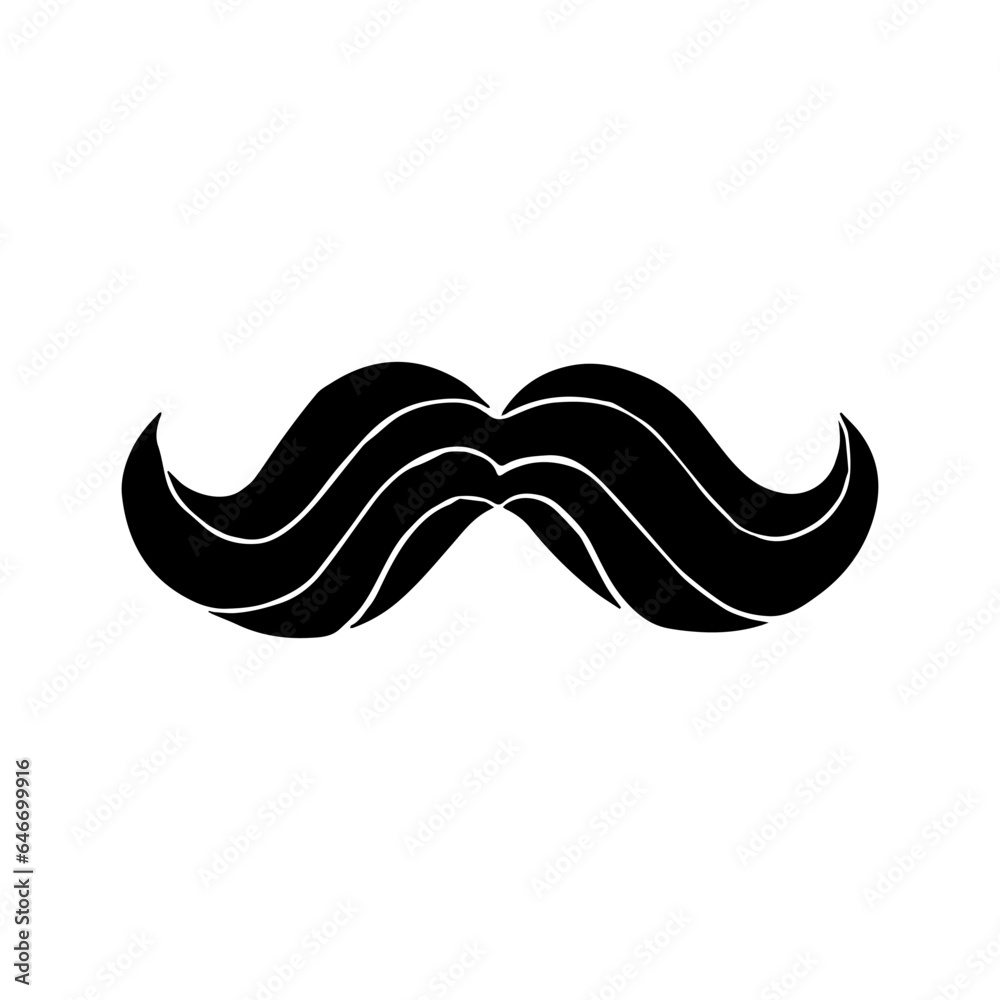 Moustache doodle illustration. Hand drawn sketch style. Black simple silhouette facial hair. Isolated on white background vector Moustache doodle illustration. Hand drawn sketch style. Black simple silhouette facial hair. Isolated on white background vector