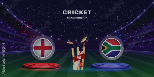 Cricket match concept champions league with participant countries batsman helmets and stadium background