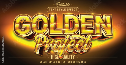 Editable text style effect - Golden Project text style theme.