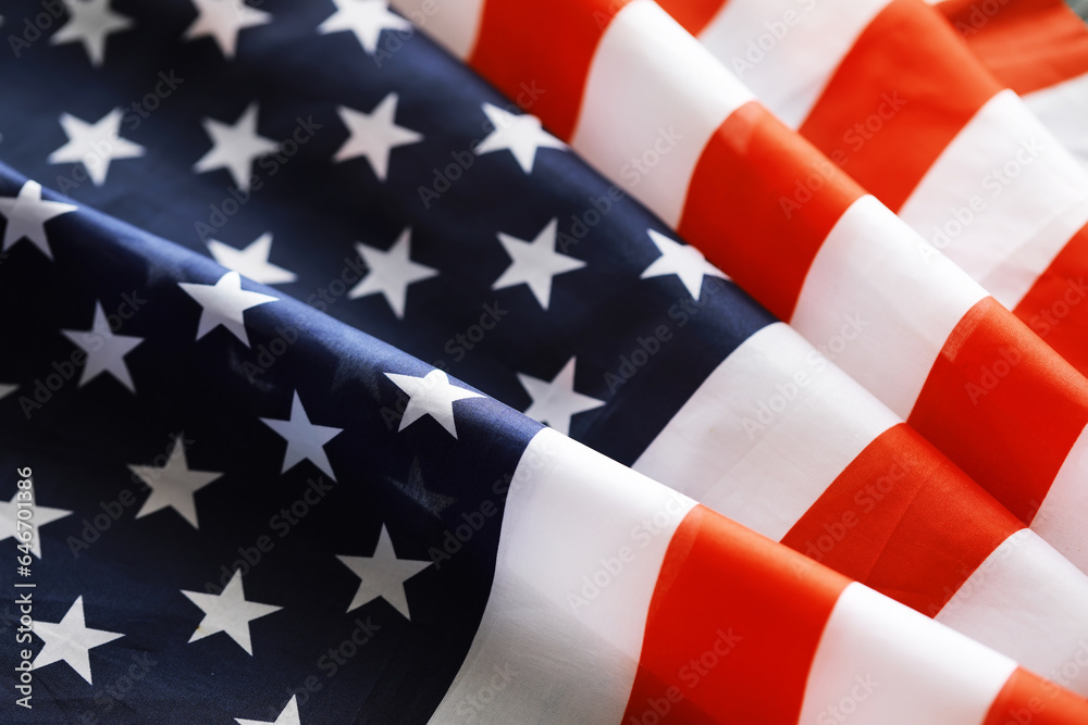 Fototapeta premium American Flag Wave Close Up for Memorial Day or 4th of July
