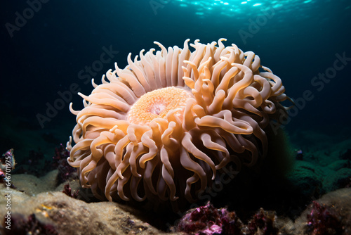 photo of a sea anemone swimming