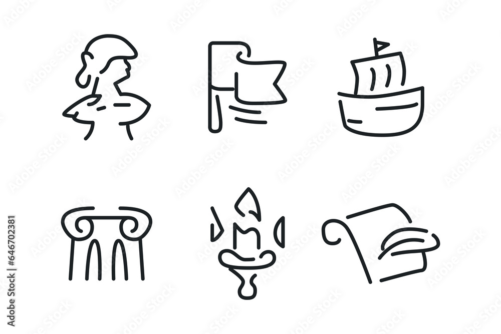 Museum and art line icons collection. Museum and art line icons collection.