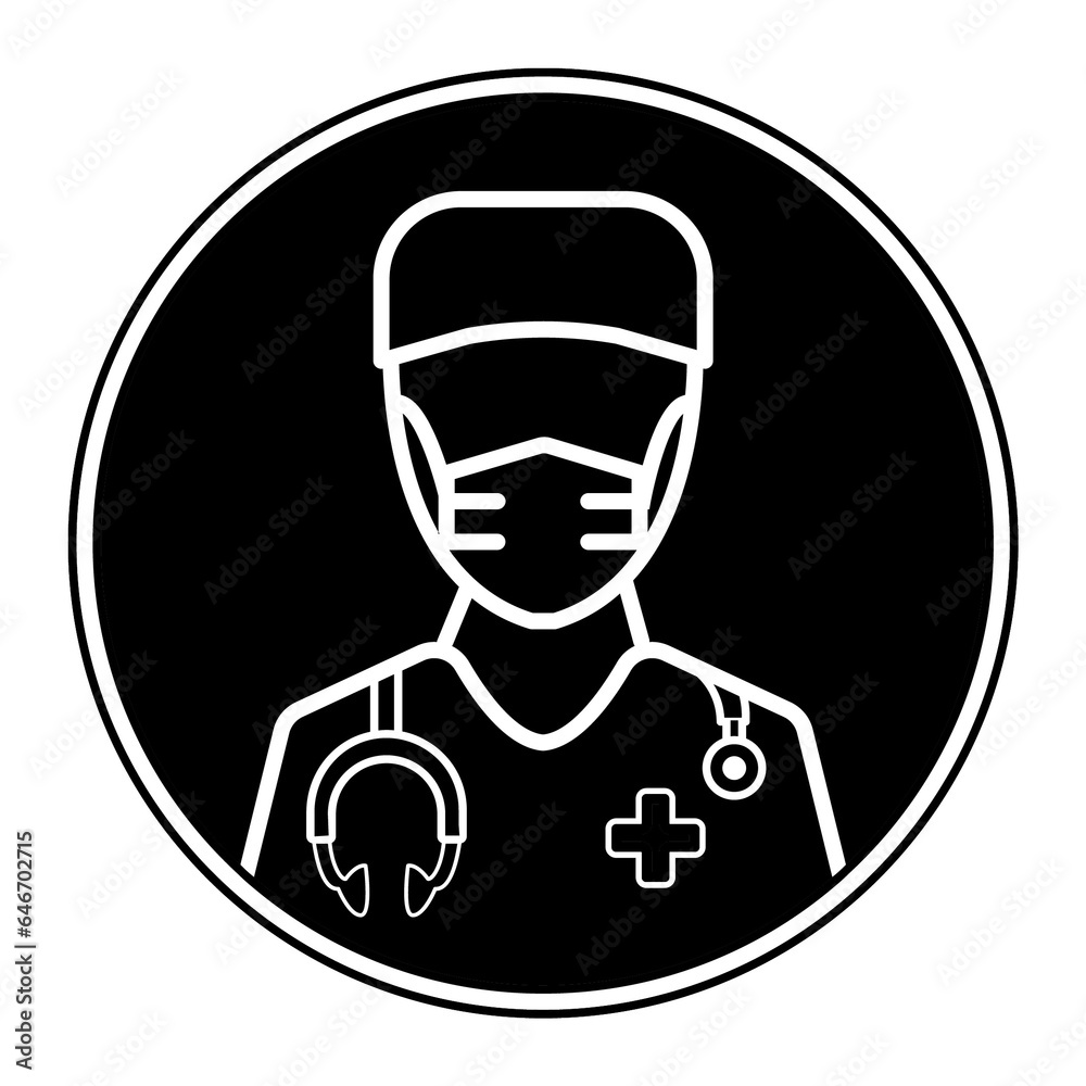 Icon doctor. Illustration. Emergency doctor. Medicine, healthcare, pharmacy. Black icon on white background.