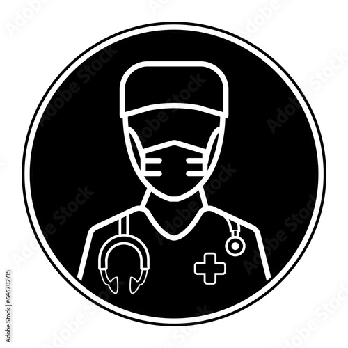 Free Download Icon doctor. Illustration. Emergency doctor. Medicine, healthcare, pharmacy. Black icon on white background. - GFXLoad