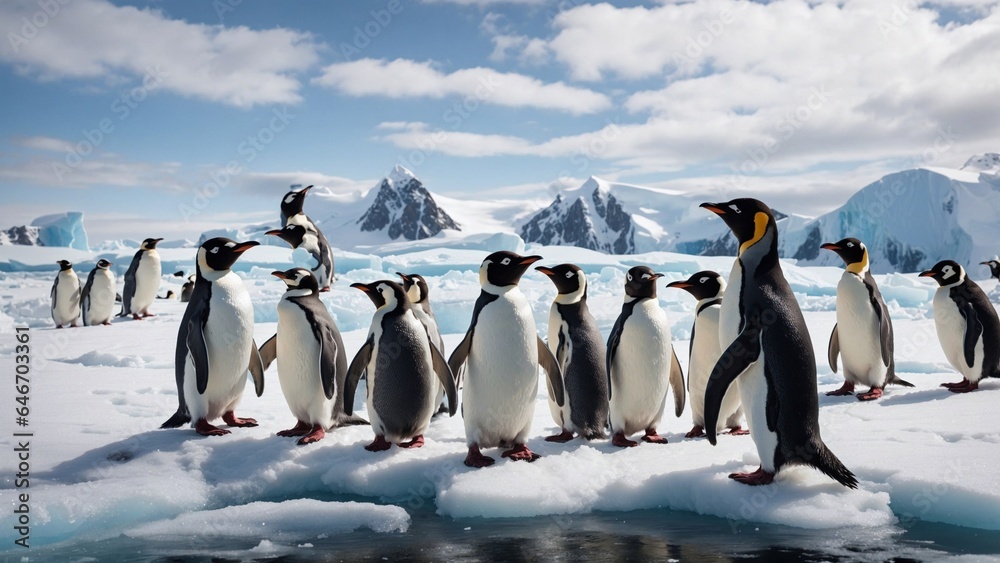 Obraz premium penguins on ice